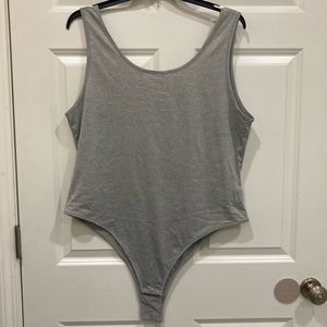 NWOT Shein curve 3X swoop neck heathered grey tank body suit